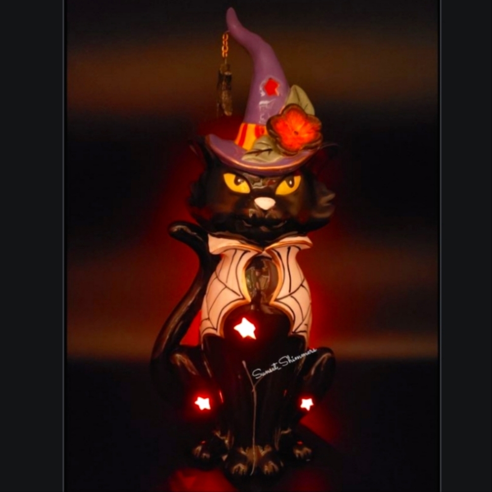 Blue Sky Clayworks BLACK CAT WITCH MAGICAL WARLOCK Tealight Candle House Decor - Picture 14 of 16